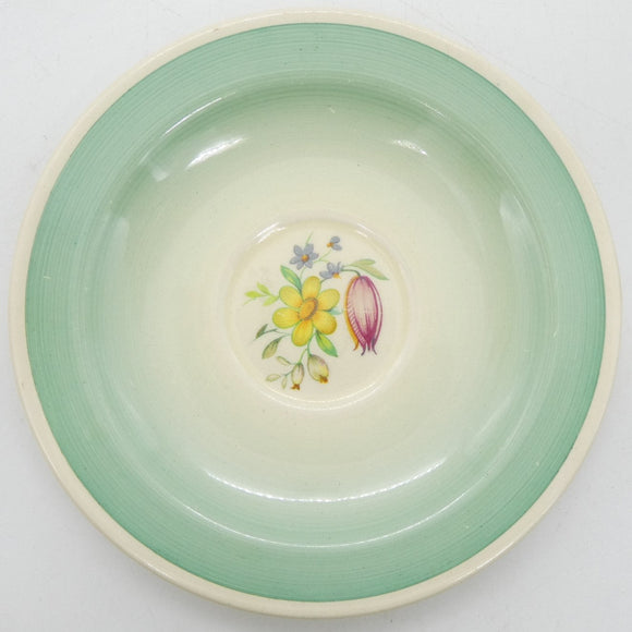 Susie Cooper - Swansea Spray, Blue/Green 1014 - Saucer for Breakfast Cup