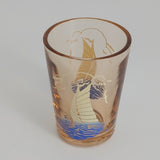 Retro Amber Glass - Beach Scenes - Small Decanter and 6 Glasses