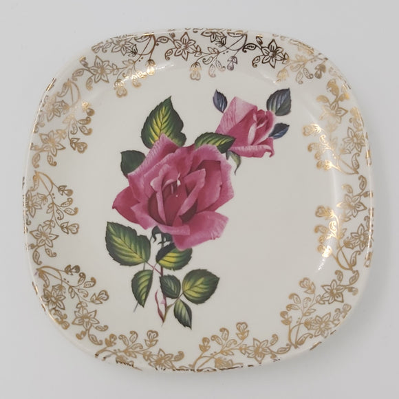 Lord Nelson - Red Roses and Gold Filigree - Small Square Dish