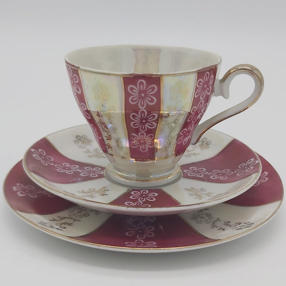 Japanese-made - Pearl Lustre with Red Stripes - Trio