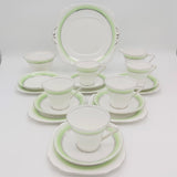 Bell China - 4176 Green and Silver Bands - 20-piece Tea Set