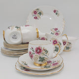 Colclough - Pink Flowers, 7115 - 21-piece Tea Set