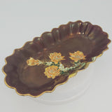 Crown Devon - Maroon Lustre with Hand-painted Flowers - Dish