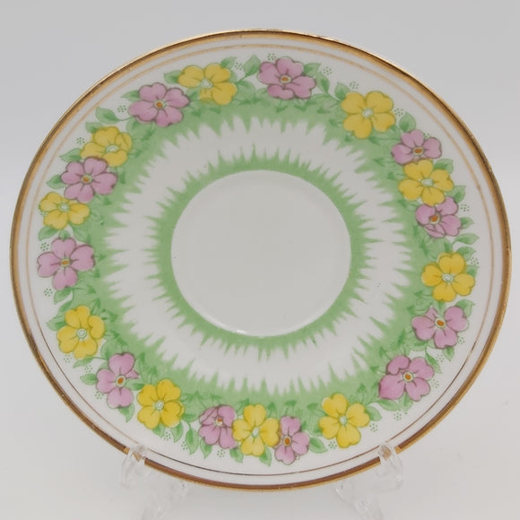 Bell China - Pink and Yellow Flowers - Saucer
