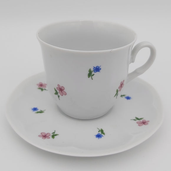 Lubiana - Small Pink and Blue Flowers - Coffee Duo