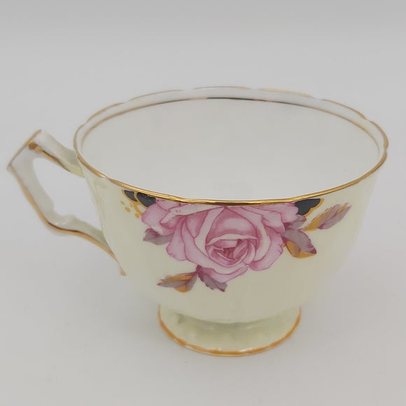 Aynsley - Pink Roses on Yellow - Crocus-shaped Cup