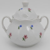 Lubiana - Small Pink and Blue Flowers - Lidded Sugar Bowl