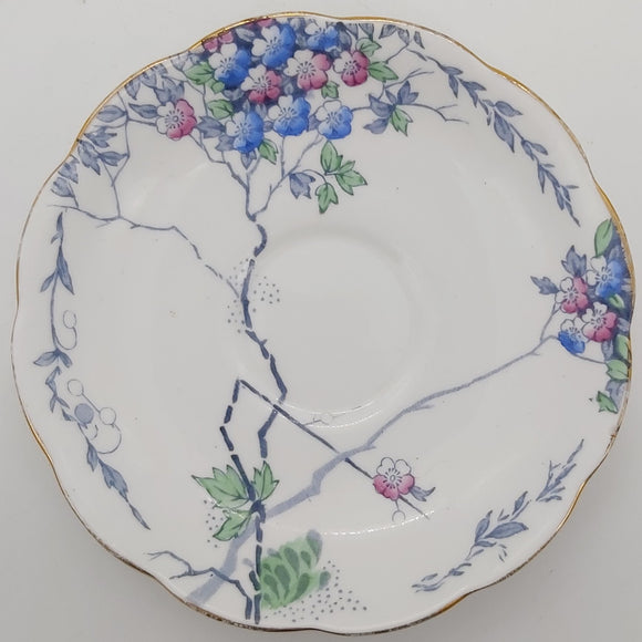 Bell China - Blue and Pink Flowers - Saucer