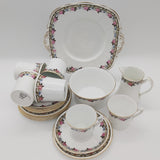 Phoenix China - Black and Yellow Border with Roses - 21-piece Tea Set