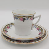 Phoenix China - Black and Yellow Border with Roses - 21-piece Tea Set