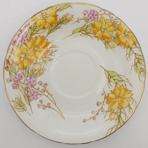 Sutherland - Yellow and Pink Flowers - Saucer