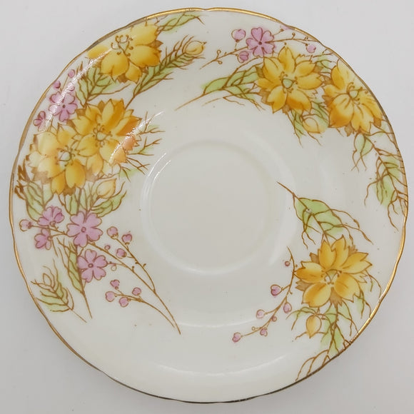 Sutherland - Yellow and Pink Flowers - Saucer
