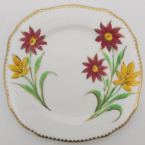 Royal Stafford - Hand-painted Red and Yellow Flowers - Side Plate