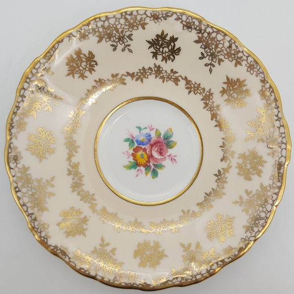 Paragon - A198/5 Filigree on Cream with Floral Band - Saucer