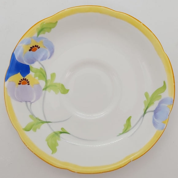 Grafton - 5556 Hand-painted Flowers with Yellow Rim - Saucer