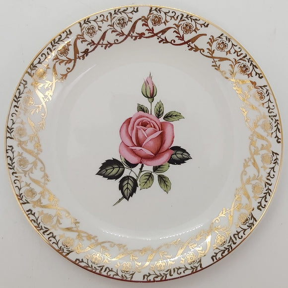 British Anchor - Pink Rose with Filigree - Trinket Dish