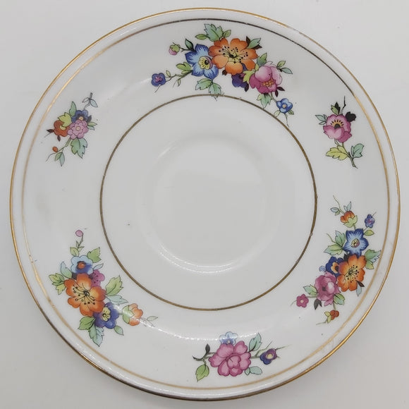 Crown China - Colourful Flowers - Saucer - VINTAGE