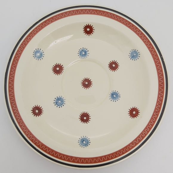 Susie Cooper - 2068 Red and Blue Starbursts - Saucer for Breakfast Cup