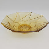 Art Deco - Amber Glass - Octagonal Bowl