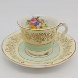 Midwinter- Yellow and Green with Floral Spray - Demitasse Duo