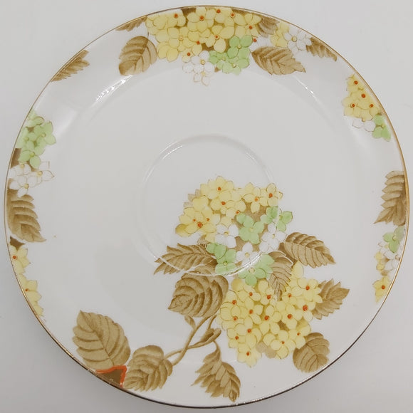 Grosvenor - Yellow, Green and White Flowers - Saucer