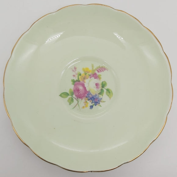 Foley - Green with Central Floral Spray - Saucer