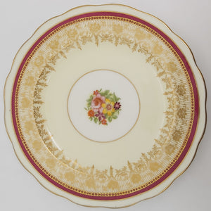 Crescent China - Maroon and Gold Filigree with Floral Spray - Side Plate