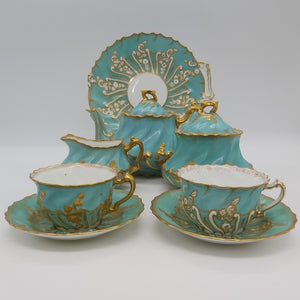 Crescent China - Teal and Gold - Tea for Two - ANTIQUE