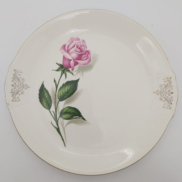 Crown Lynn - Pink Rose - Cake Plate