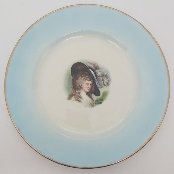 Crown Lynn - Gainsborough Lady - Display Plate with Blue Rim