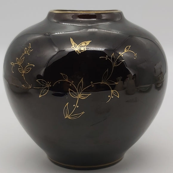 Jasba - Gold Butterflies and Leaves on Brown - Vase
