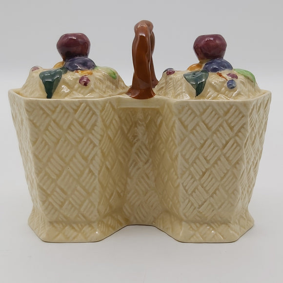 Shorter & Son - Basket-weave with Fruit - Lidded Preserve Pots
