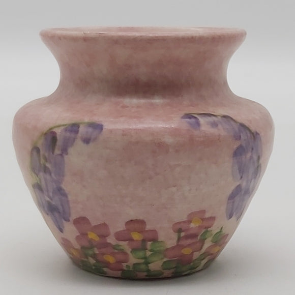 E Radford - Hand-painted Flowers on Pink - Small Vase