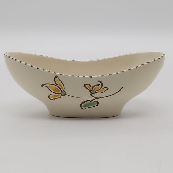 Honiton - Hand-painted Yellow Flower - Small Oval Dish
