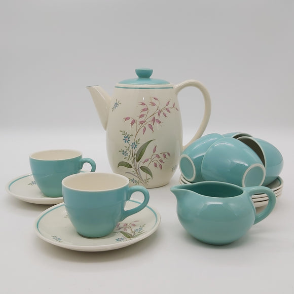 Crown Ducal - Blue and Pink Flowers - Coffee Set