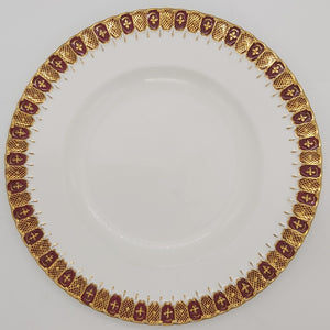 Royal Crown Derby - Heraldic, Maroon and Gold, A1068 - Dinner Plate