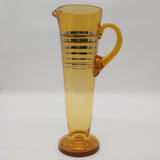 Vintage - Amber Glass with Silver Bands - Tall Slim Jug and 6 Glasses