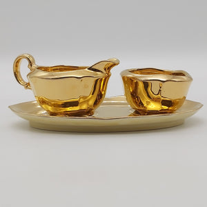 Royal Winton - Gold - Milk Jug and Sugar Bowl on Tray