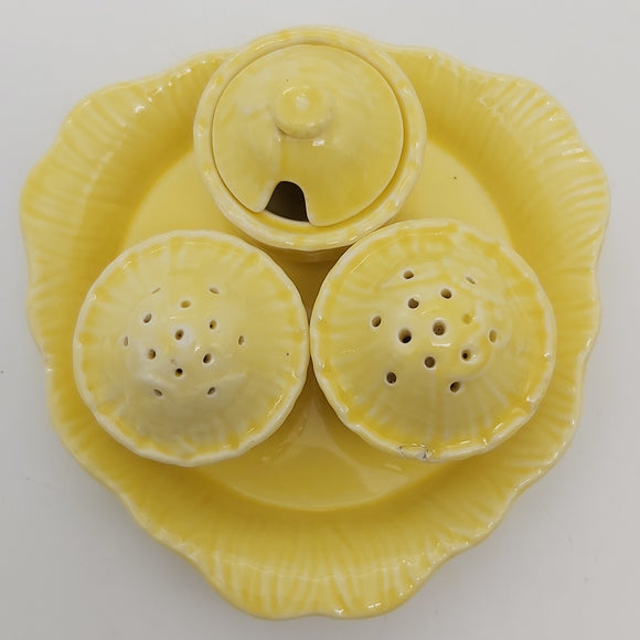 Crown Ducal - Yellow - Condiment Set on Tray
