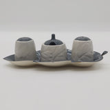 Carlton Ware - Leaf Twin Tone, Grey - 2369 Condiment Set on Tray