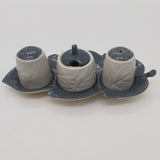 Carlton Ware - Leaf Twin Tone, Grey - 2369 Condiment Set on Tray