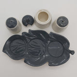 Carlton Ware - Leaf Twin Tone, Grey - 2369 Condiment Set on Tray