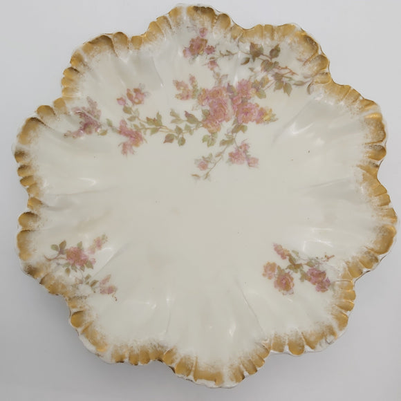 Limoges, A Lanternier & Co - Pink Flowers - Cake Plate - ANTIQUE