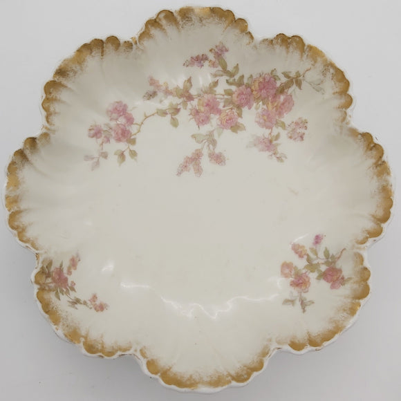Limoges, A Lanternier & Co - Pink Flowers - Round Bowl - ANTIQUE