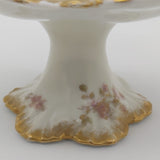 Limoges, A Lanternier & Co - Pink Flowers - Footed Compote - ANTIQUE