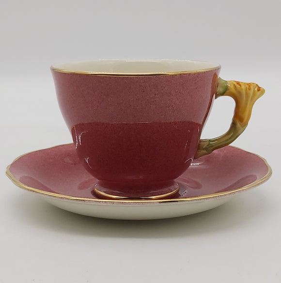 Royal Winton - Mottled Red - Flower Handled Duo