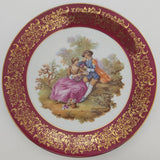Limoges - Fragonard, Maroon Rim - Display Plate