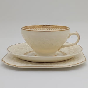 Crescent China - Rhapsody, with Embossed Flowers - Breakfast Trio