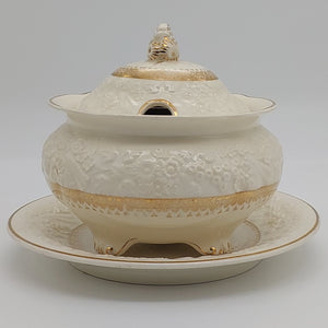 Crescent China - Rhapsody, with Embossed Flowers - Lidded Sauce Bowl and Saucer