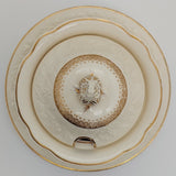 Crescent China - Rhapsody, with Embossed Flowers - Lidded Sauce Bowl and Saucer
